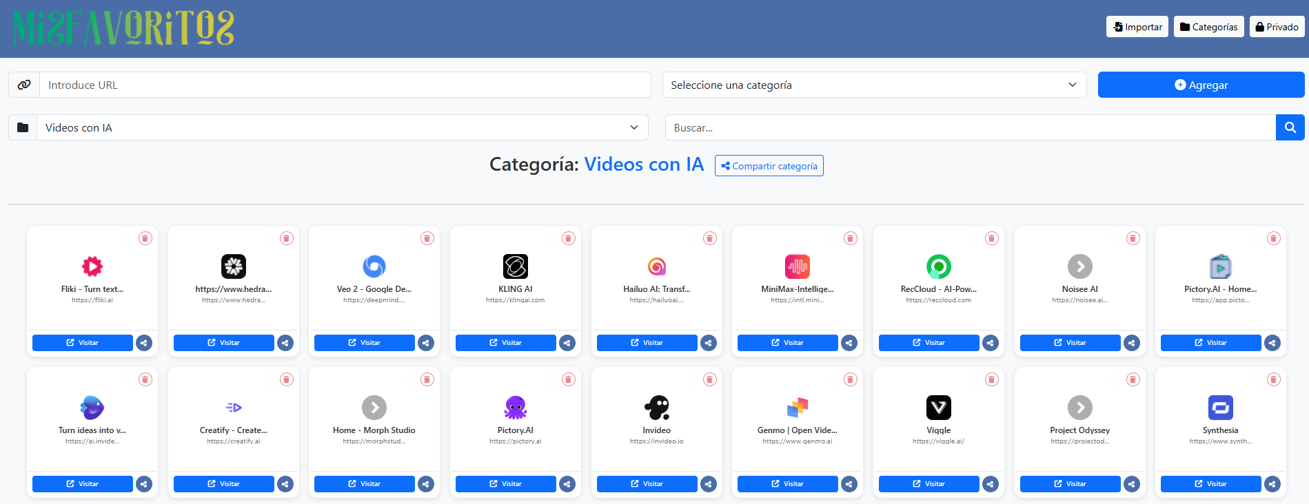 Captura de pantalla de MyFavs.es
